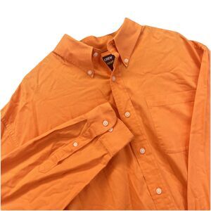 Ivy Crew Sport Button Down Shirt Mens Size XL Orange Long Sleeve Pockets Y2K